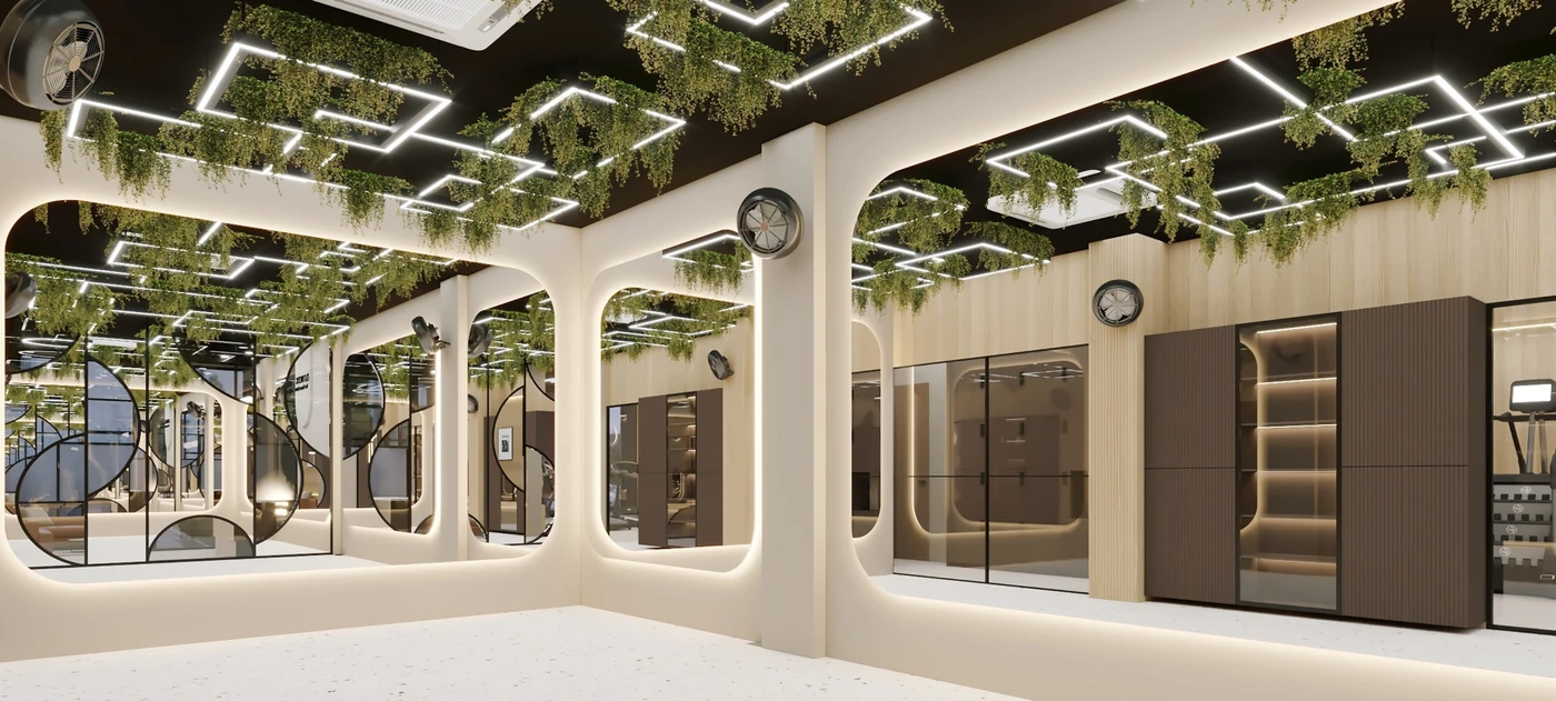 LIGHTING DESIGNED FOR HOW THE SPACE WORKS for a gym interior