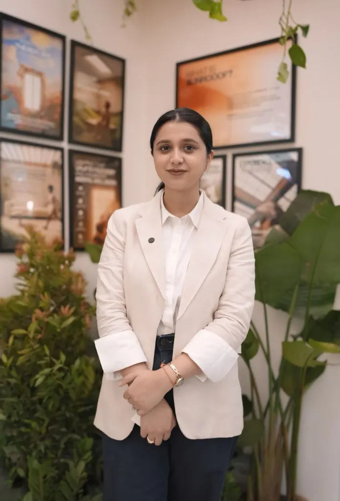 Sagrika Saraf, founder of Design Diaries, at a gym interior project